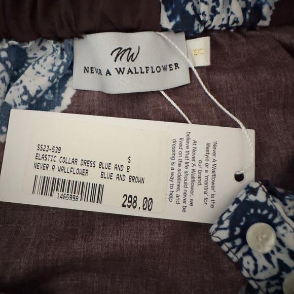 NWTs Never A Wallflower  Button Front Elastic Collar Shirt Dress (S) - Picture 12 of 15